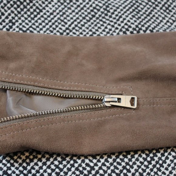 All Saints soft goat leather suede light drown stand collar jacket US-6/S UK-10 - Picture 9 of 16